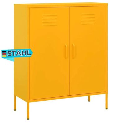 Sideboard KEVI Metall Senfgelb 80x35x101,5 cm Stahl Flurschrank Metallschrank