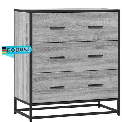 Sideboard SOPI für Wohnzimmer Grau Sonoma 68x35x76 cm und Metall Kommode Flur