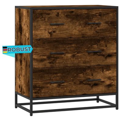 Sideboard SOPI für Wohnzimmer Räuchereiche 68x35x76 cm und Metall Kommode Flur