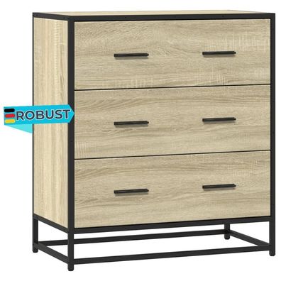 Sideboard SOPI für Wohnzimmer Sonoma-Eiche 68x35x76 cm und Metall Kommode Flur