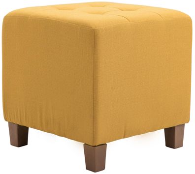 Sitzhocker CELIS Stoff Gelb 45x45x46 cm Hocker Schlafzimmer Polsterhocker Wohnzimmer