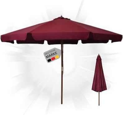 Sonnenschirm Holz PAUL RotHxB 254x330cm Sonnenschirm 330 cm Kurbelschirm Standschirm