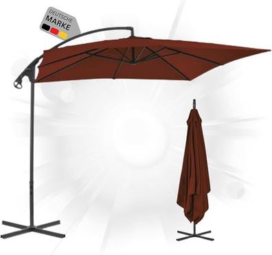Sonnenschirm rechteckig FLEO 250cm Terrakotta UV-Schutz Kurbelsystem Ampelschirm
