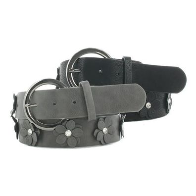 JSI Damengürtel Frauengürtel Mädchengürtel Blumenmuster/Strasssteine