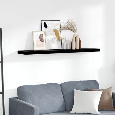 vidaXL Schweberegal Hochglanz-Schwarz 120x23,5x3,8 cm MDF