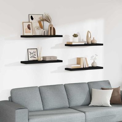 vidaXL Schweberegale 4 Stk. Schwarz 80x23,5x3,8 cm MDF