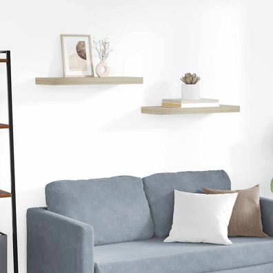 vidaXL Schwebende Wandregale 2 Stk. Eichefarben 60x23,5x3,8cm MDF