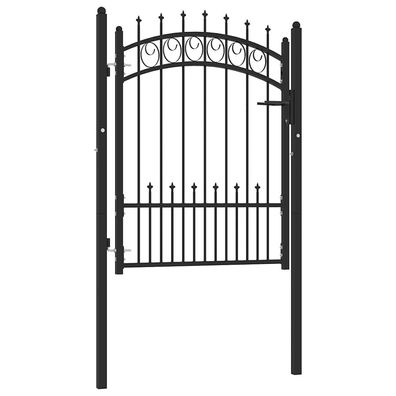 vidaXL Zauntor Emmen mit Spikes Stahl 104 x 109,5 cm Schwarz