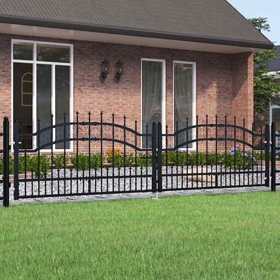 vidaXL Gartentor Kampen mit Speerspitze Schwarz 302 x 78 cm Stahl