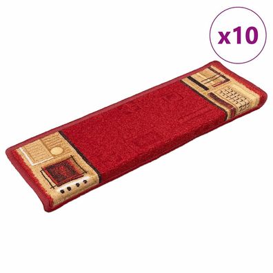 vidaXL Stufenmatten Selbstklebend 10 Stk. 65x21x4 cm Rot