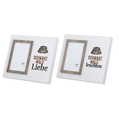 Gilde Fotorahmen (LED), rechteckig, "Schwarzwaldliebe", Schriftzug, MDF, weiß, L