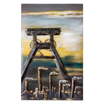 Gilde GILDE Gallery, Bild, rechteckig, "Glück Auf", Zechenmotiv, Metall, grau, VE