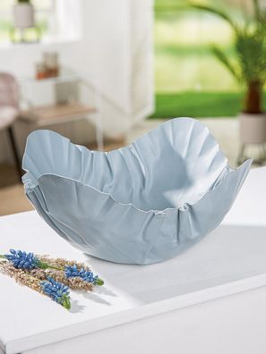 GILDE Schale, rund, "Crumply", Metall, blau, hellblau, , H. 14 cm, D. 31 cm 69422