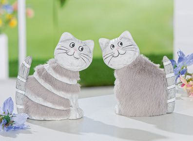 Gilde Figur, Katze, "Funny", Keramik, weiß, L. 5.5 cm, B. 11 cm, H. 12.5 cm 58373