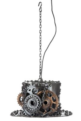 Casablanca Hängeleuchte, "Steampunk Hat", Hutmotiv, Metall, silberfarben, , L. 33