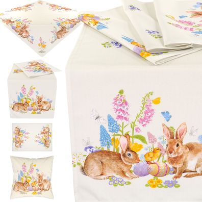 Tischdecke Ostern Tischläufer Kissenbezug Osterdecke Osterkissen Osterdekoration