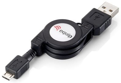 equip USB 2.0 Anschlusskabel A-Stecker/ micro-B aufrollbar