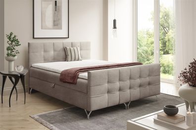Boxspringbett Schlafzimmerbett PERLA Premium 120x220cm Stoff Coral Beige