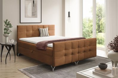 Boxspringbett Schlafzimmerbett PERLA Premium 120x220cm Stoff Coral Braun