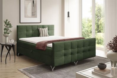 Boxspringbett Schlafzimmerbett PERLA Premium 180x220cm Stoff Coral Grün
