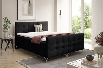 Boxspringbett Schlafzimmerbett PERLA Premium 120x200cm Stoff Coral Schwarz