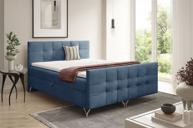 Boxspringbett Schlafzimmerbett PERLA Premium 120x200cm Stoff Coral Blau