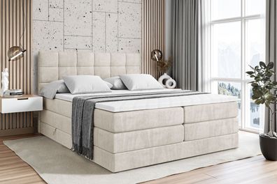 Boxspringbett mit Matratze, Topper, Polsterbett mit Bettkasten APO KING