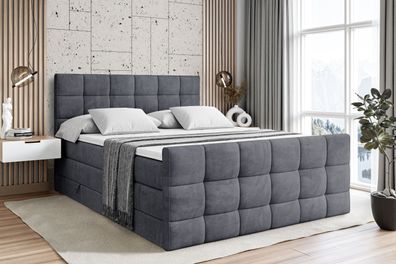 Boxspringbett mit Matratze, Topper, Polsterbett mit Bettkasten APO-Z KING