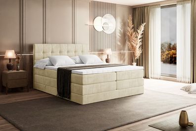 Boxspringbett mit Matratze, Topper, Polsterbett mit Bettkasten BERO KING