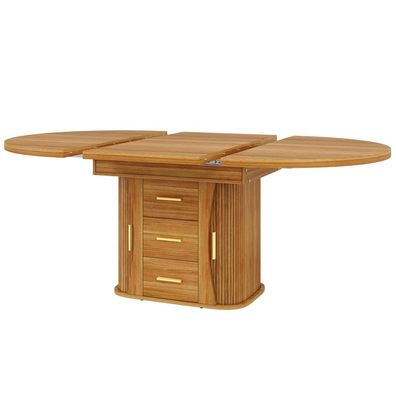Ausziehbarer runder Küchentisch oval 118-158 cm MDF Walnut 6P
