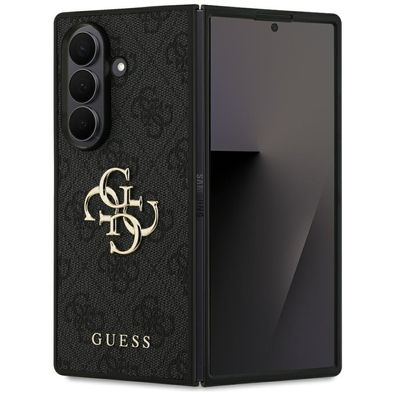 Hülle Case Galaxy Z Fold 7 Guess Kunstleder grau Logo Metal goldfarbig