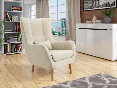 Sessel Estjano Boucle Ohrensessel Relaxsessel Polstersessel Stilvoll Wohnzimmer