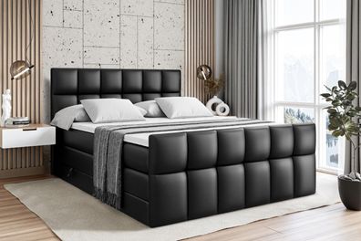 Boxspringbett mit Matratze, Topper, Polsterbett mit Bettkasten RICAR-Z KING