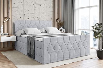 Boxspringbett mit Matratze, Topper, Polsterbett mit Bettkasten Velanto KING
