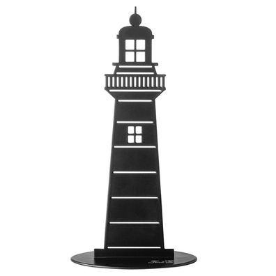 Fink Deko-Leuchtturm 24 cm aus Eisen schwarz matte Fixpunkt Skulptur zum Stellen