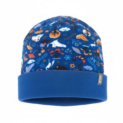 Jack Wolfskin Print Hat Beanie Kinder Mütze Druck Strick Blau 1908311-7547