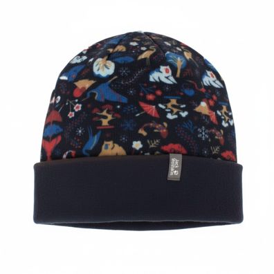 Jack Wolfskin Print Hat Beanie Kinder Mütze Druck Strick Blau 1908311-7908