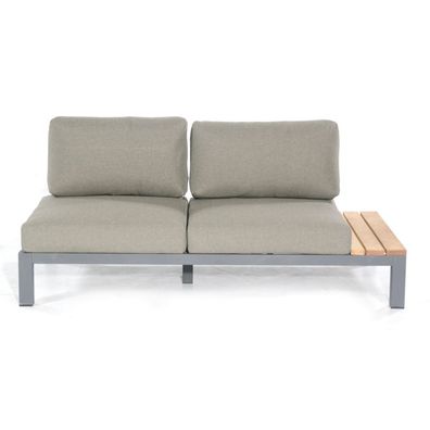 Sonnenpartner Lounge-Eckmodul 2-Sitzer rechts Equila Aluminium/Teakholz mit Kissen a