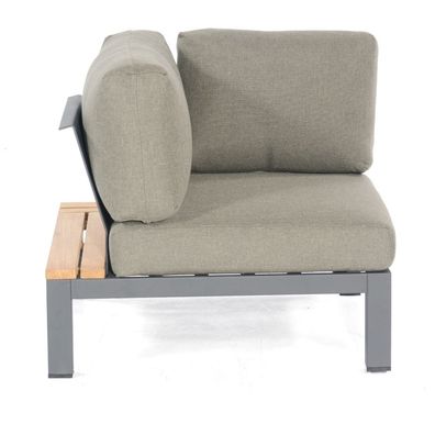 Sonnenpartner Lounge-Eckmodul Equila Aluminium/Teakholz mit Kissen anthrazit Lounge