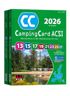 Camping Card ACSI 2026, 2 Bände Europa, Ermäßigungskarte 39810p NEU