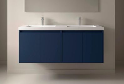 Noja Unterschrank 1400 4 Türen + Waschbecken Blue Satin