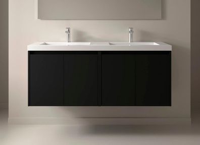 Noja Unterschrank 1400 4 Türen + Waschbecken Black Satin