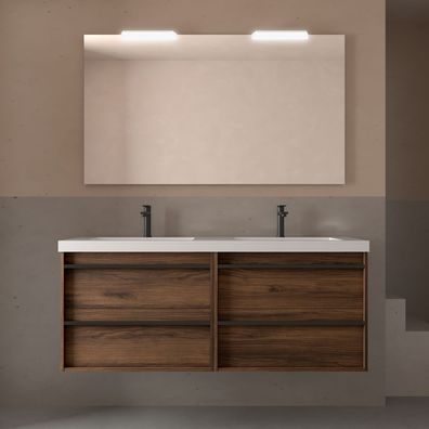 Möbel + Waschbecken ATTILA 1400 4 Schubladen Nussbaum MAYA