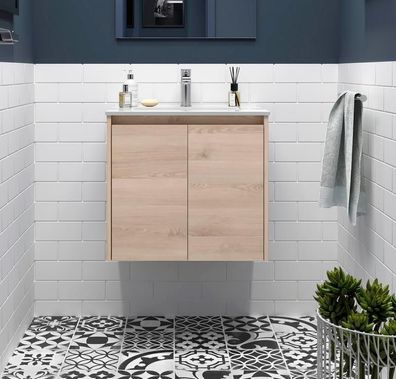 Noja Unterschrank 700 2 Türen + Waschbecken Natur