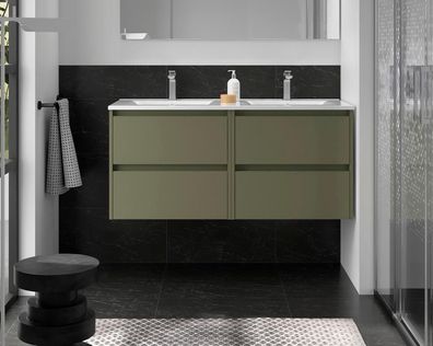 Noja Unterschrank 1200 4 Schubladen + Waschbecken Green Satin
