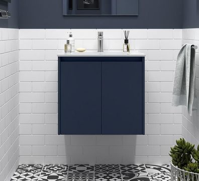 Noja Unterschrank 600 2 Türen + Waschbecken Blue Satin