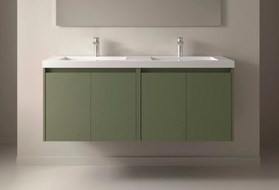 Noja Unterschrank 1400 4 Türen + Waschbecken Green Satin