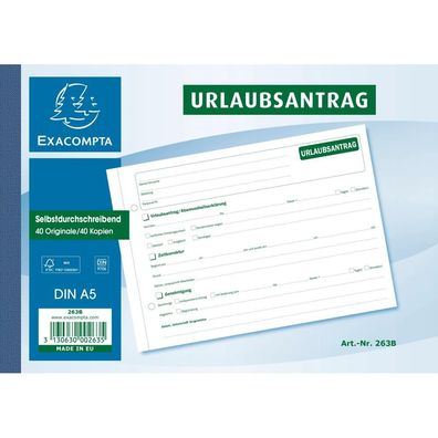 Urlaubsantrag A5 Quer 2x40 Blatt
