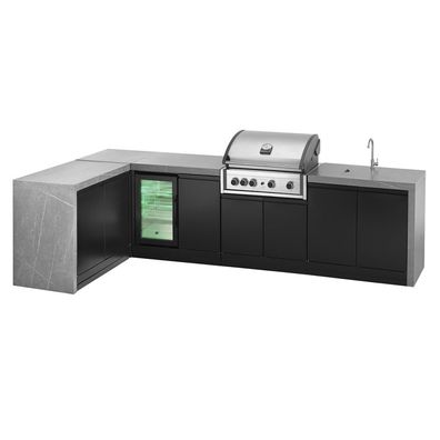 Grandpro Outdoorküche 426 Waterfall Series Küchenmodul L-Förmig mit Pro Elite Gasgri