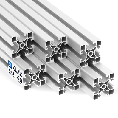 KLAK 40 - Aluprofil 6 Stück 40x40mm light 2m System-, Montage-, Konstruktionsprofi